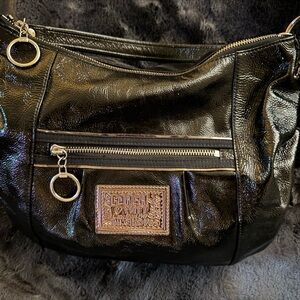 Coach Shiny Black Leather Shoulder Bag